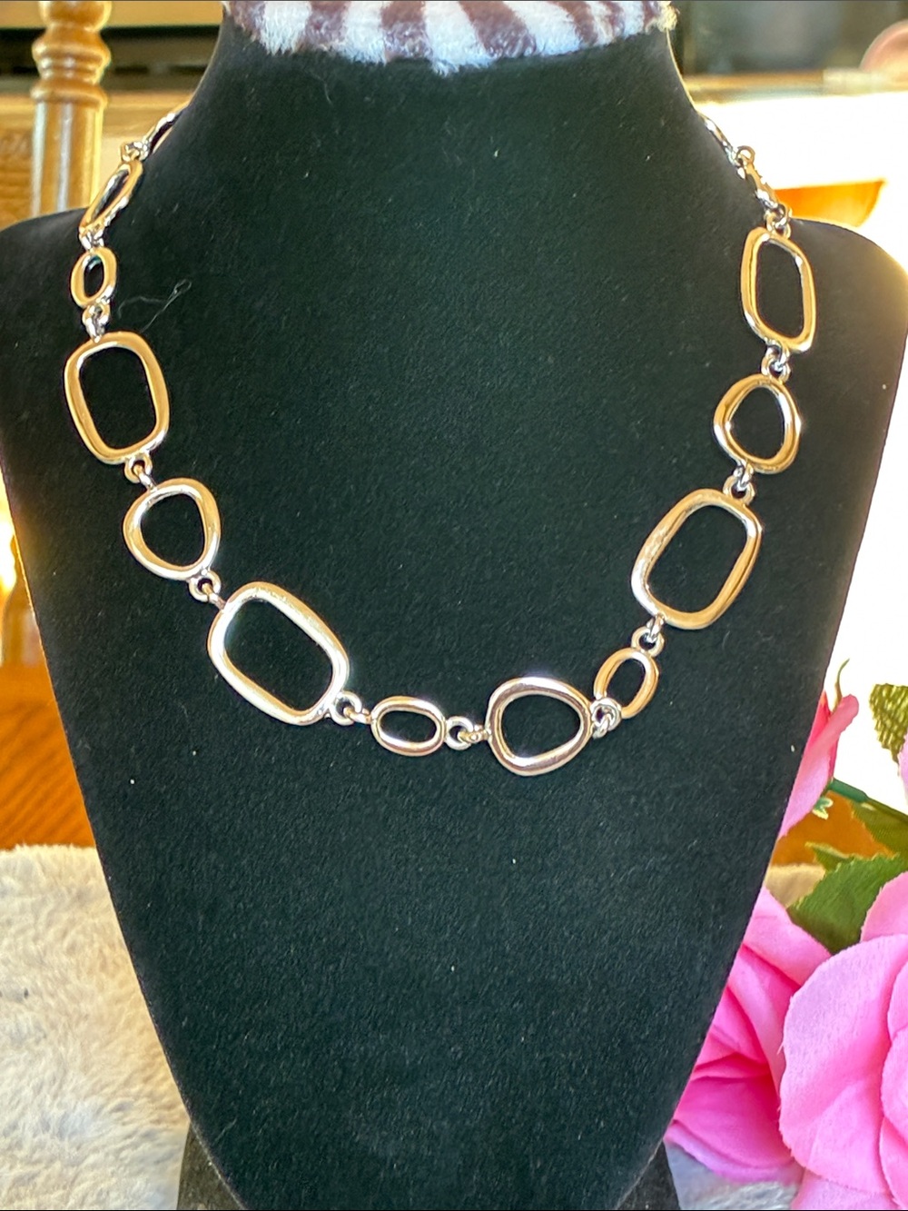 Lia Sophia Polished Silver Open Link Necklace